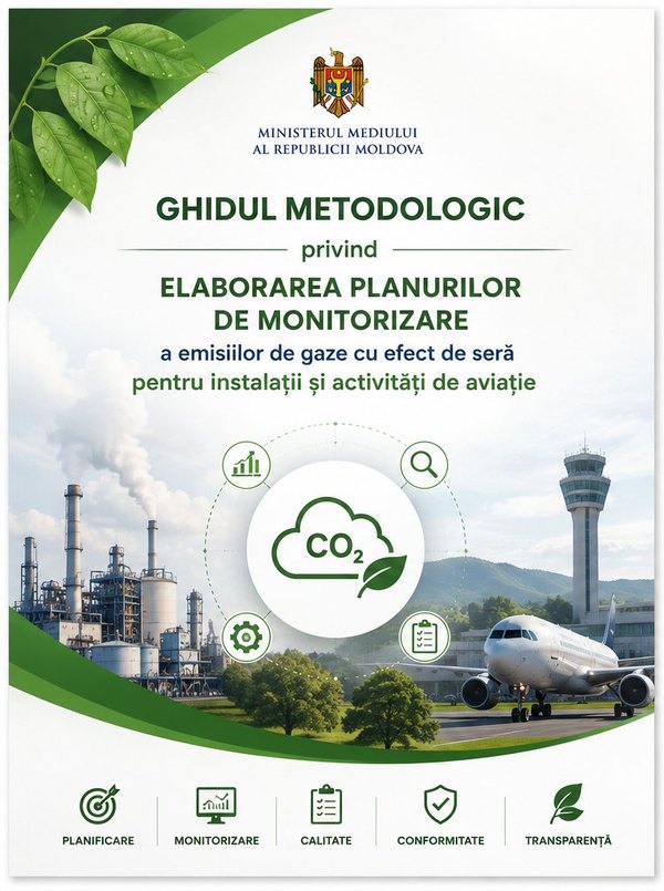 Coperta Ghidului metodologic privind elaborarea planurilor de monitorizare a emisiilor de gaze cu efect de seră