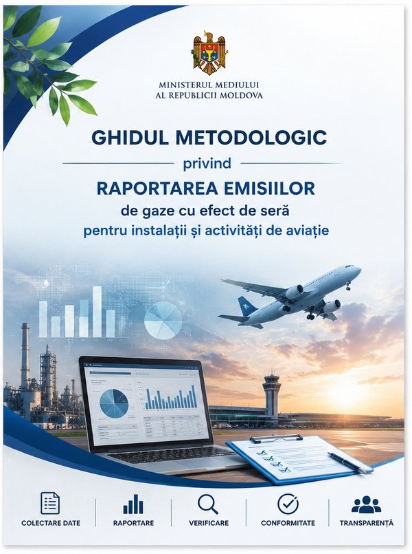 Coperta Ghidului metodologic privind raportarea emisiilor de gaze cu efect de seră